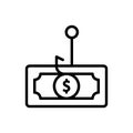 Phishing money dollar icon. Simple line, outline vector elements of hacks icons for ui and ux, website or mobile application