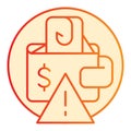 Phishing money flat icon. Wallet with hook orange icons in trendy flat style. Money hacking gradient style design