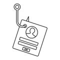 Phishing personal account icon, outline style