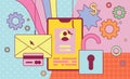 Phishing scam, hacker attack and web security. Receive notification, alert message, warning, get e-mail, email, spam concepts.