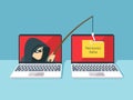 Phishing scam, hacker attack and web security vector concept Royalty Free Stock Photo