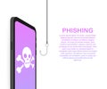 Phishing via internet isometric vector concept illustration. Email spoofing or fishing messages. Royalty Free Stock Photo