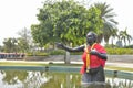 Phisuea Samut giant statue in the pool