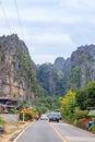 Phitsanulok, Thailand - December 30, 2018: Beautiful limestome mountain range at Ban Mung Village, Noen Maprang District