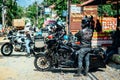 PHITSANULOK, THAILAND - NOVEMBER 3, 2019 : Harley Davidson Ultra Classic gang were parking for relaxing and gathering after