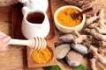 Phlai herb, Cassumunar ginger both fresh and as a powder for the