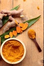 Phlai herb, Cassumunar ginger both fresh and as a powder for the