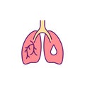 Phlegm buildup in lungs RGB color icon
