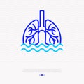 Phlegm, sputum in lungs thin line icon Royalty Free Stock Photo