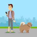 Phlegmatic Temperament Type Boy Walking with Dog