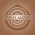 Phlegmatic vintage wooden emblem. Vector Illustration