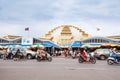 The central market or Phsar Thmei view from the street of Phnom Penh City, top tourist attractions in Phnon Penh, Cambodia Royalty Free Stock Photo