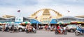 The central market or Phsar Thmei view from the street of Phnom Penh City, top tourist attractions in Phnon Penh, Cambodia Royalty Free Stock Photo