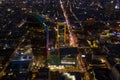 Phnompenh capital of Cambodia on the night with beautiful landscape by drone