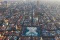 Phnompenh capital of Cambodia on the night with beautiful landscape by drone