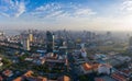 Phnompenh capital of Cambodia on the sunset with beautiful landscape by drone