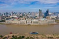 Phnompenh capital of Cambodia on the sunset with beautiful landscape by drone