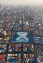 Phnompenh capital of Cambodia on the sunset with beautiful landscape by drone