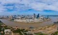 Phnompenh capital of Cambodia on the sunset with beautiful landscape by drone