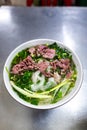 Pho Bo, famous Vietnamese soup noodle dish in Vietnam Royalty Free Stock Photo