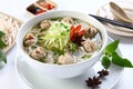 Pho bo vien or Vietnamese traditional noodle with beef balls