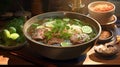 Pho Delight: A Hearty Vietnamese Bowl Filled with Flavorful Broth, Silky Noodles, and a Medley of Fresh Ingredients - AI Generativ