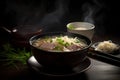 Pho, a savory made with rice noodles, herbs, and thinly sliced meet, generative AI Vietnamese dish