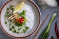 pho soup with chicken meat and vegetables Royalty Free Stock Photo