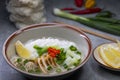 pho soup with chicken meat and vegetables Royalty Free Stock Photo
