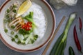 pho soup with chicken meat and vegetables Royalty Free Stock Photo