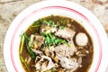 Pho Tai style noodle soup with vegetables on table Royalty Free Stock Photo