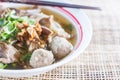 Pho Tai style noodle soup with vegetables on table Royalty Free Stock Photo