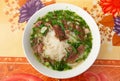 Pho Vietnamese soup with meat and noodles