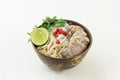 Pho Vietnamse Noodle Soup Famous Food on White Table Royalty Free Stock Photo