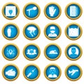 Phobia symbols icons blue circle set