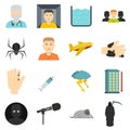 Phobia symbols icons set in flat style