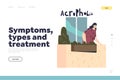 Phobia symptom, type and treatment concept of landing page with woman suffering from acrophobia