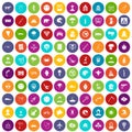 100 phobias icons set color