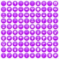 100 phobias icons set purple