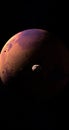 Phobos and Deimos, Mars I and Mars II, orbiting around Mars planet. 3d render