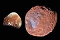 Phobos and Deimos the moons of Mars. Elements of this picture furnished by NASA Royalty Free Stock Photo