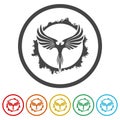 Phoenix animal design logo. Set icons colorful Royalty Free Stock Photo