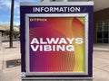 Informational sign and advertisement promoting downtown Phoenix as Always Vibing, appealing to Gen Z Royalty Free Stock Photo