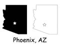 Phoenix Arizona AZ State Border USA Map