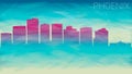 Phoenix Arizona City USA Skyline Silhouette Vector. Broken Glass Abstract Geometric Dynamic Textured. Banner Background. Colorful