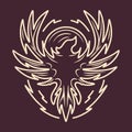 phoenix bird animal illustration Monoline Vector Logo, flying falcon vintage badge, creative emblem Design For Tshirt Royalty Free Stock Photo