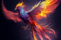 phoenix bird in fiery rays. Generative AI, Generative, AI Royalty Free Stock Photo