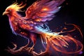 phoenix bird in fiery rays. Generative AI, Generative, AI Royalty Free Stock Photo