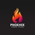 Phoenix bird fire logo design template vector illustration Royalty Free Stock Photo