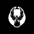 Phoenix bird fire logo icon isolated on dark background Royalty Free Stock Photo